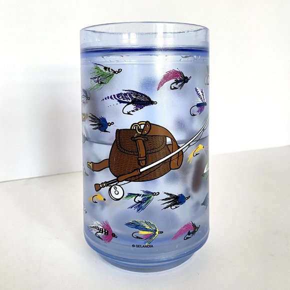 Big Chill Fly Fishing Lures Double Wall Handled Blue Freezer Beer Mug 16oz - Picture 5 of 11